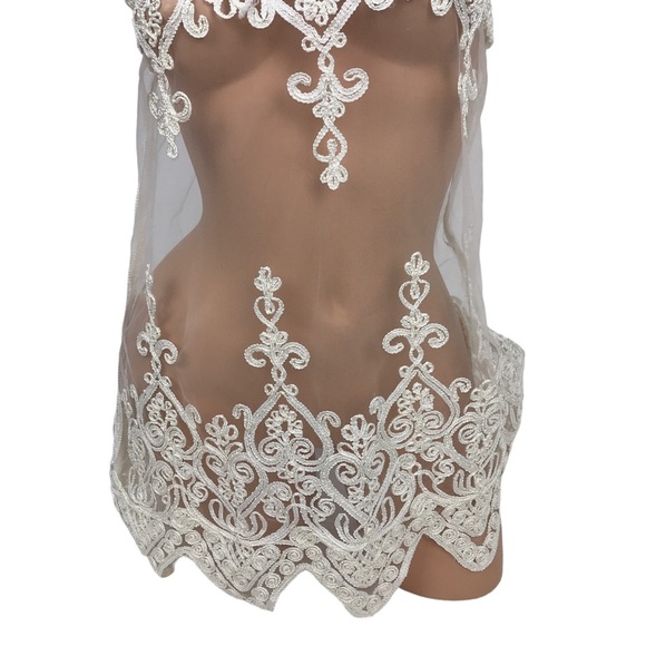Boho White Embroidered Lace Sheer Mesh Overlay Dressy Tank Top Blouse SZ Small - Picture 3 of 5